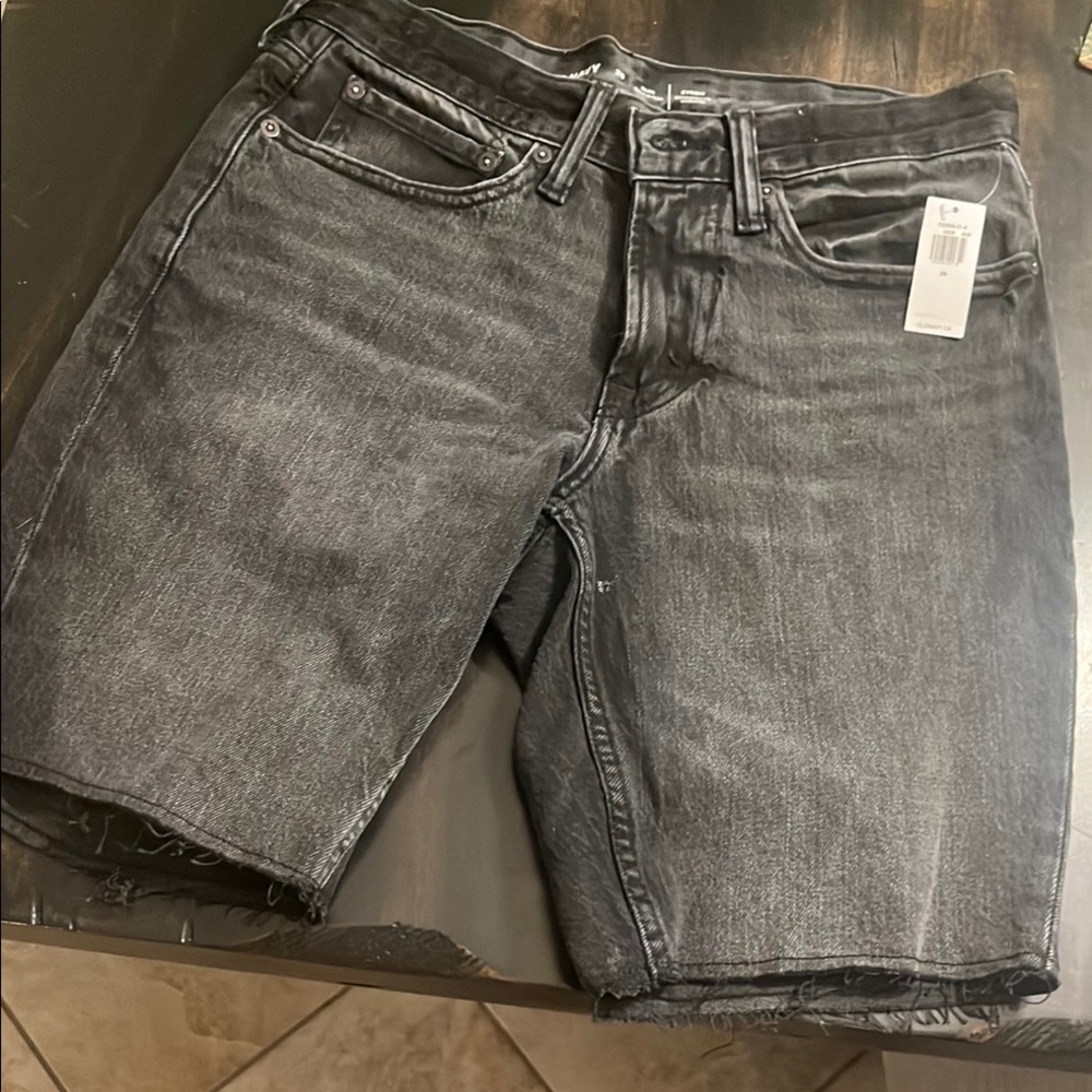 Old Navy Black Jean Shorts with Raw Hem and Lived-In Look